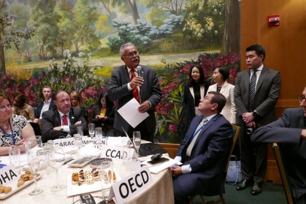 Ernesto Reyna Alcántara, durante su intervención en la décimo primera asamblea de alto nivel de la Coalición Clima y Aire Limpio (CCAC), en Nueva York.